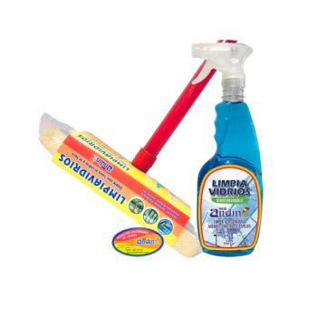 Limpia Vidrios Doble Uso Con Cabo + Limpiavidrios x 500 ml New Andin
