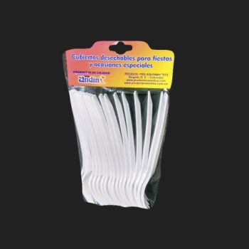 Tenedor Plástico Desechable Blanco Grande x 20 New Andin
