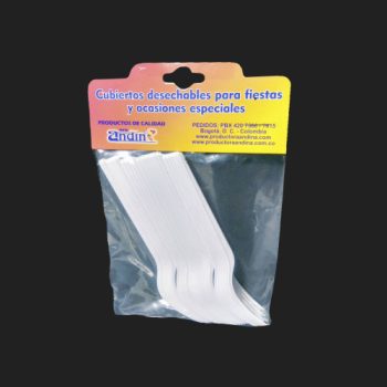 Tenedor Plástico Desechable Blanco Pequeño x 24 New Andin