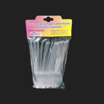 Tenedor Plástico Desechable Transparente Grande x 12 New Andin