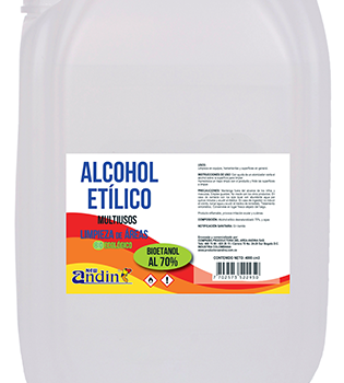 Alcohol Etilico Industrial x 20 Litros New Andin